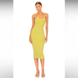 ALIX NYC One-Shoulder Midi Dress in Lime